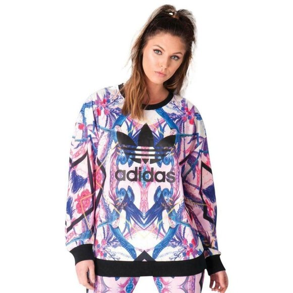 adidas Tops - Adidas Originals Women Sweatshirt Pullover S Trefoil Logo Florera Tropical …